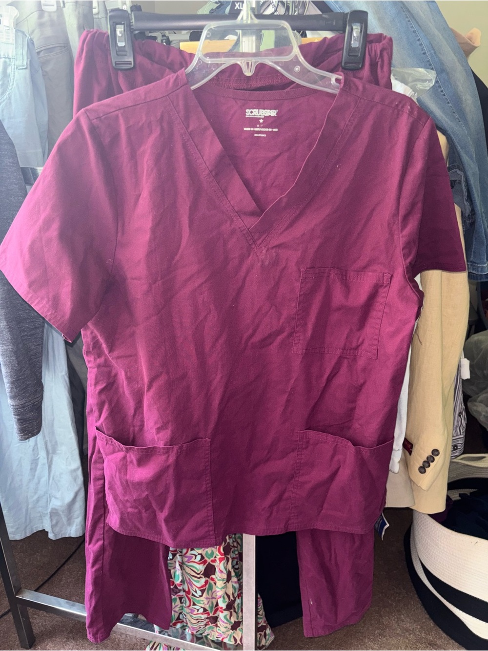 Scrubstar Women's Burgundy V-Neck Scrub Set